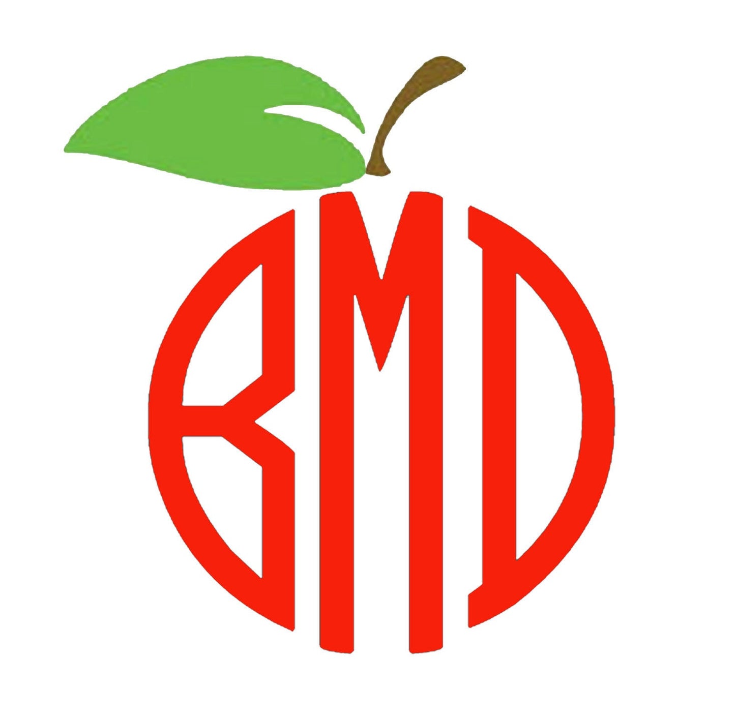 Monogram Decal Teacher Decal CIRCLE CUT Monogram Apple  - Custom Circle Cut Apple  Decal  - Teacher decal -  RTIC Cup Decal Yeti Decal