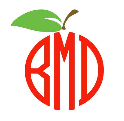 Monogram Decal Teacher Decal CIRCLE CUT Monogram Apple  - Custom Circle Cut Apple  Decal  - Teacher decal -  RTIC Cup Decal Yeti Decal