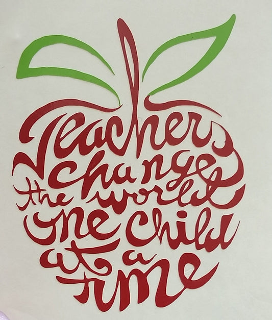 Teacher Decal Apple Decal Teachers change the world one child at a time decal Apple Decal- Teacher Gift -RTIC Cup Decal Yeti Decal Computer