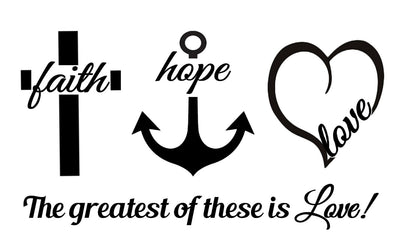 Christian Decal Faith Hope and Love -The greatest of these is love Vinyl Decal-1 Corinthians 13:13 decal Home Decor, Window Sticker, Durable and Positive Reminder