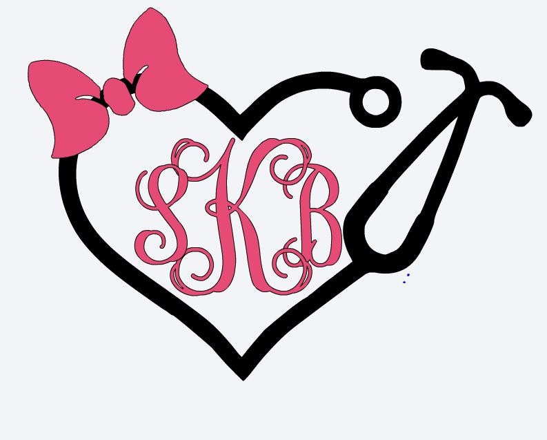 Stethoscope Monogram with Bow  Decal Lp Inspired  Custom Decal  RTIC Cup Decal Yeti Decal Nurse Doctor PA decal
