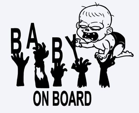ZOMBIE BABY on BOARD Car Decal Car - Custom Decal