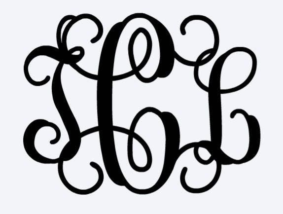 VINE SCRIPT Monogram DECAL - Personalized Monogram - Car Monogram Decal Vinyl Monogram Decal Computer Monogram  Decal Monogram Sticker