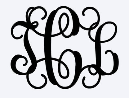 VINE SCRIPT Monogram DECAL - Personalized Monogram - Car Monogram Decal Vinyl Monogram Decal Computer Monogram  Decal Monogram Sticker