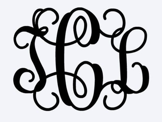 VINE SCRIPT Monogram DECAL - Personalized Monogram - Car Monogram Decal Vinyl Monogram Decal Computer Monogram  Decal Monogram Sticker