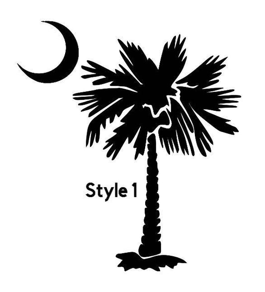 PALM TREE and Moon Decal - Palmetto Tree and Moon Decal  SC Palmetto Tree and Moon Decal Custom Decal  Cup Decal Car Decal Computer Decal