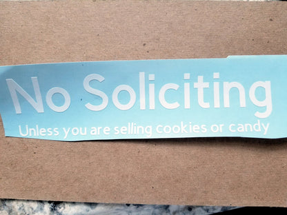 No Soliciting Business Decal No Solicitors Smiley Face Decal  No Soliciting Zombies No Soliciting Cookies or Candy Window Decal