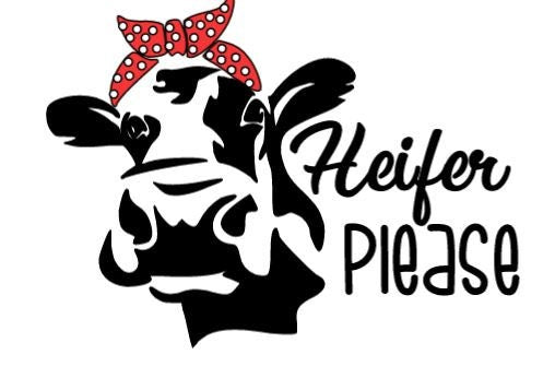 "Not Today Heifer" Cow Decal – Stylish Cow Head with Bandana for Car Window, Cups, Lor even your Laptop