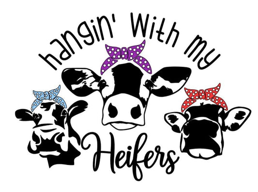 Hangin' with my Heifers Cows with Bandanas Decal Car decal Window Decal RTIC/Yeti Cup Decal