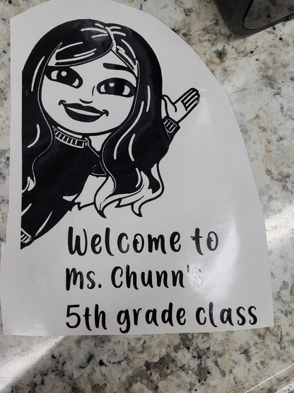 Custom Bitmoji Teacher Decal Personalized Classroom Door, Window, or Computer Decal