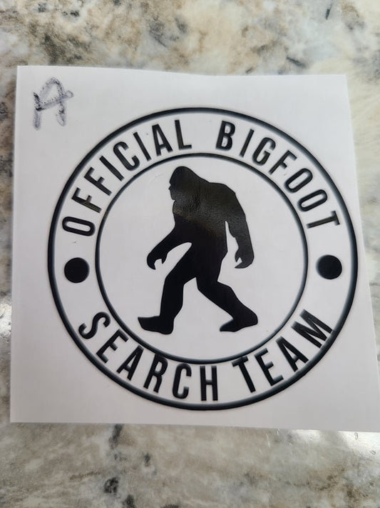OFFICIAL Bigfoot Search Team  Circle Decal Sasquatch Decal  Side View or Front View Car decal Window Decal RTIC/Yeti Cup Decal