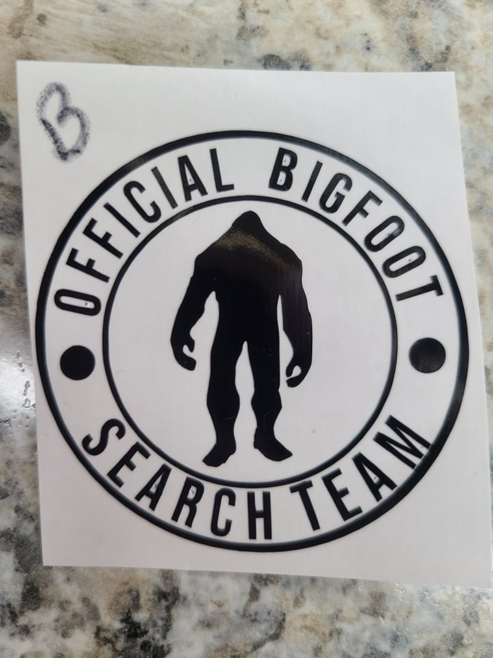 OFFICIAL Bigfoot Search Team  Circle Decal Sasquatch Decal  Side View or Front View Car decal Window Decal RTIC/Yeti Cup Decal