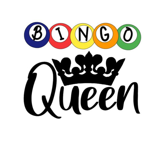 Bingo Queen" Decal with Colorful Balls and Crown – Show Your Love for Bingo in Style!  Go Queen!   Rtic Cup Decal Yeti Decal Window Decal