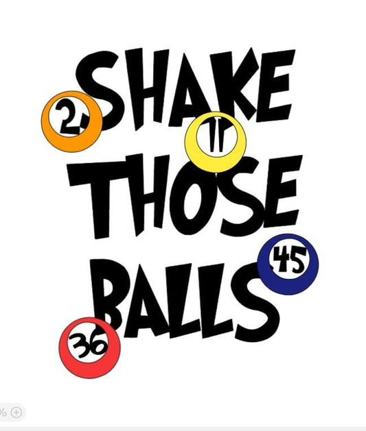 "Shake Those Balls" Bingo Game Decal – Colorful Bingo Balls Vinyl Sticker for CarWindow, Cups Laptop