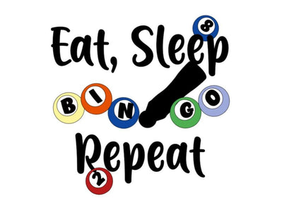 Vinyl Decal |Shop our Bingo Decal "EAT Sleep BINGO Repeat" featuring colorful Bingo balls. Perfect for car windows, mugs, computers, etc. A must-have for Bingo lovers!