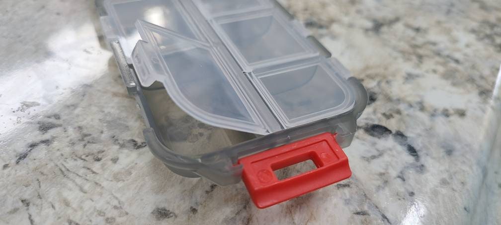 Pocket Pharmacy Travel/Portable pill case 10 compartments with custom labels, button holder, custom travel jewelry case with labels,