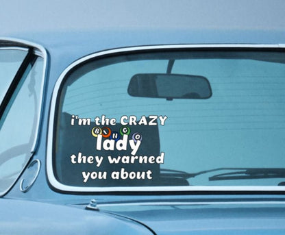 "I'm the Crazy BINGO Lady They Warned You About" Vinyl Decal – Fun Car Window & Water Bottle Sticker | Bingo Lover Decal