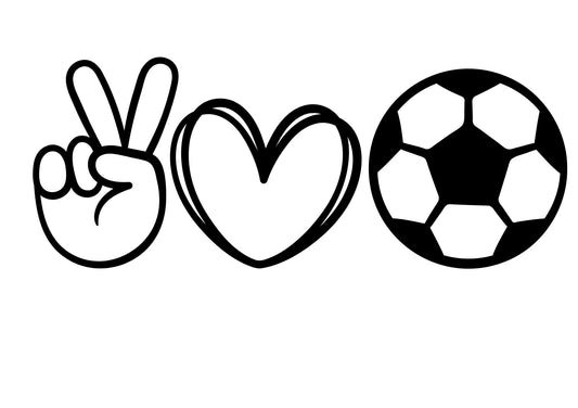 sports Decal PEACE LOVE & SOCCERBALL Decal Window Decal Rtic/Yeti Cup Decal Mirror decal Computer Decal