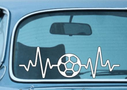 Sports Decal HEART BEAT Football, Volleyball or  Soccer ball  - Custom Sport request Decal Window Decal Rtic/Yeti Cup Decal Mirror Decal