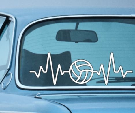 Sports Decal HEART BEAT Football, Volleyball or  Soccer ball  - Custom Sport request Decal Window Decal Rtic/Yeti Cup Decal Mirror Decal