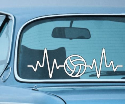 Sports Decal HEART BEAT Football, Volleyball or  Soccer ball  - Custom Sport request Decal Window Decal Rtic/Yeti Cup Decal Mirror Decal