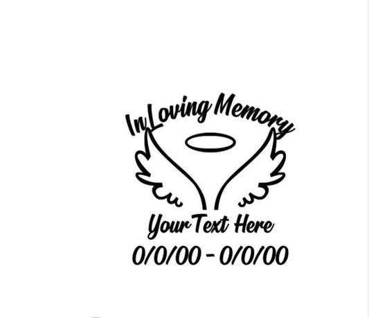 MEMORIAL DECAL In Loving Memory Angel Wings and Halo Decal - Custom memorial decal -  Decal Car Window Decal Rtic/Yeti Cup Decal Mirror