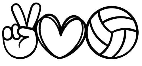 sports decal PEACE LOVE & VOLLEYBALL  Decal Window Decal Rtic/Yeti Cup Decal Mirror decal Computer Decal