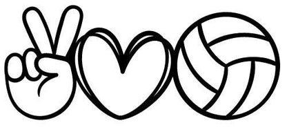 sports decal PEACE LOVE & VOLLEYBALL  Decal Window Decal Rtic/Yeti Cup Decal Mirror decal Computer Decal