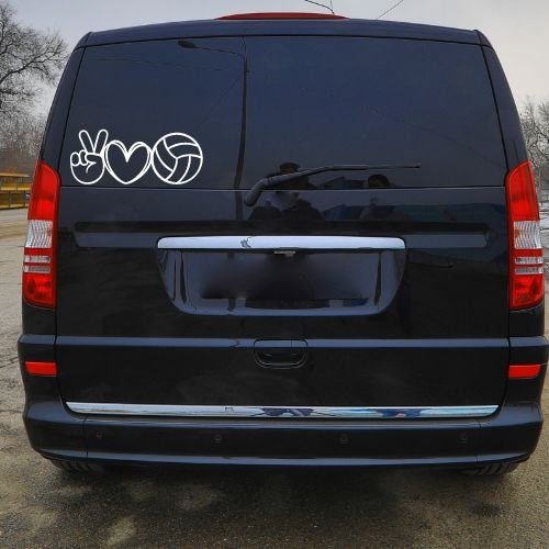 sports decal PEACE LOVE & VOLLEYBALL  Decal Window Decal Rtic/Yeti Cup Decal Mirror decal Computer Decal