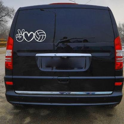sports decal PEACE LOVE & VOLLEYBALL  Decal Window Decal Rtic/Yeti Cup Decal Mirror decal Computer Decal