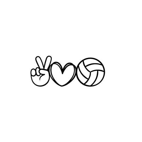 sports decal PEACE LOVE & VOLLEYBALL  Decal Window Decal Rtic/Yeti Cup Decal Mirror decal Computer Decal