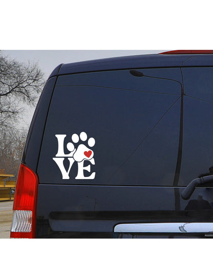 Dog Decal LOVE w/PAW PRINT & Heart Decal Dog/Cat print heart decal Pet owner Decal Window Decal Rtic/Yeti Cup Decal