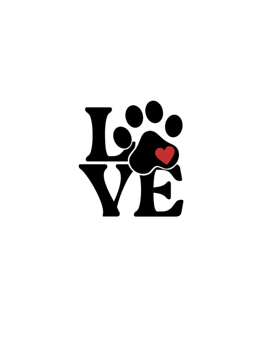 Dog Decal LOVE w/PAW PRINT & Heart Decal Dog/Cat print heart decal Pet owner Decal Window Decal Rtic/Yeti Cup Decal