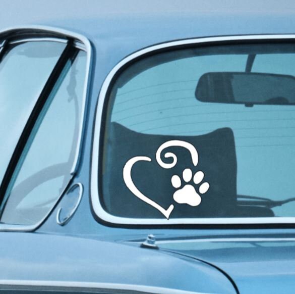 Pet decal PAW PRINT with Heart Decal Dog/Cat print heart decal Pet owner Decal Window Decal Rtic/Yeti Cup Decal