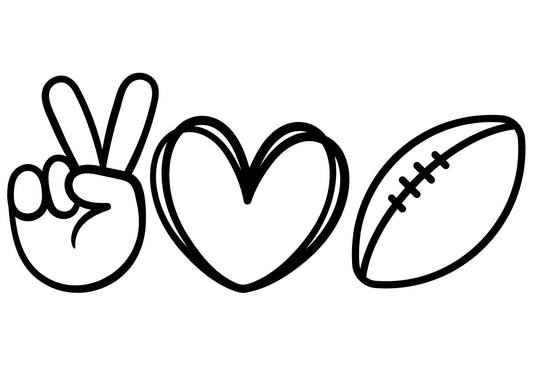 Sports Decal PEACE LOVE & FOOTBALL Decal Window Decal Rtic/Yeti Cup Decal Mirror decal Computer Decal