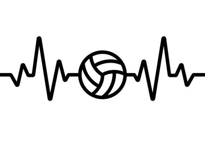 Sports Decal HEART BEAT Football, Volleyball or  Soccer ball  - Custom Sport request Decal Window Decal Rtic/Yeti Cup Decal Mirror Decal