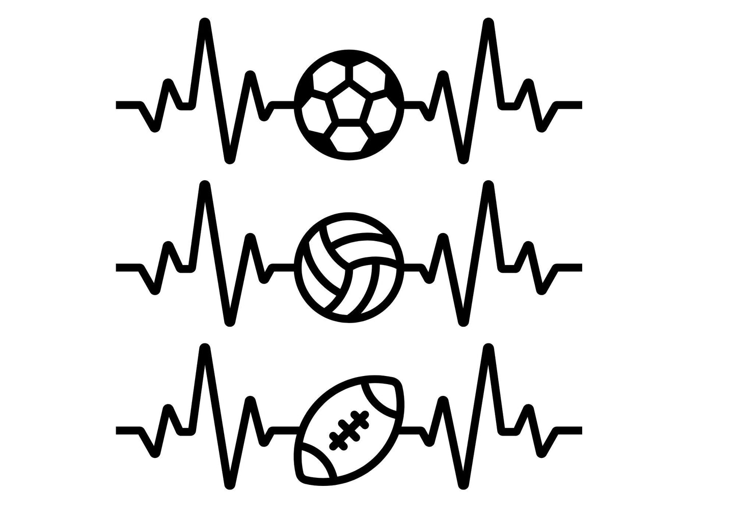 Sports Decal HEART BEAT Football, Volleyball or  Soccer ball  - Custom Sport request Decal Window Decal Rtic/Yeti Cup Decal Mirror Decal