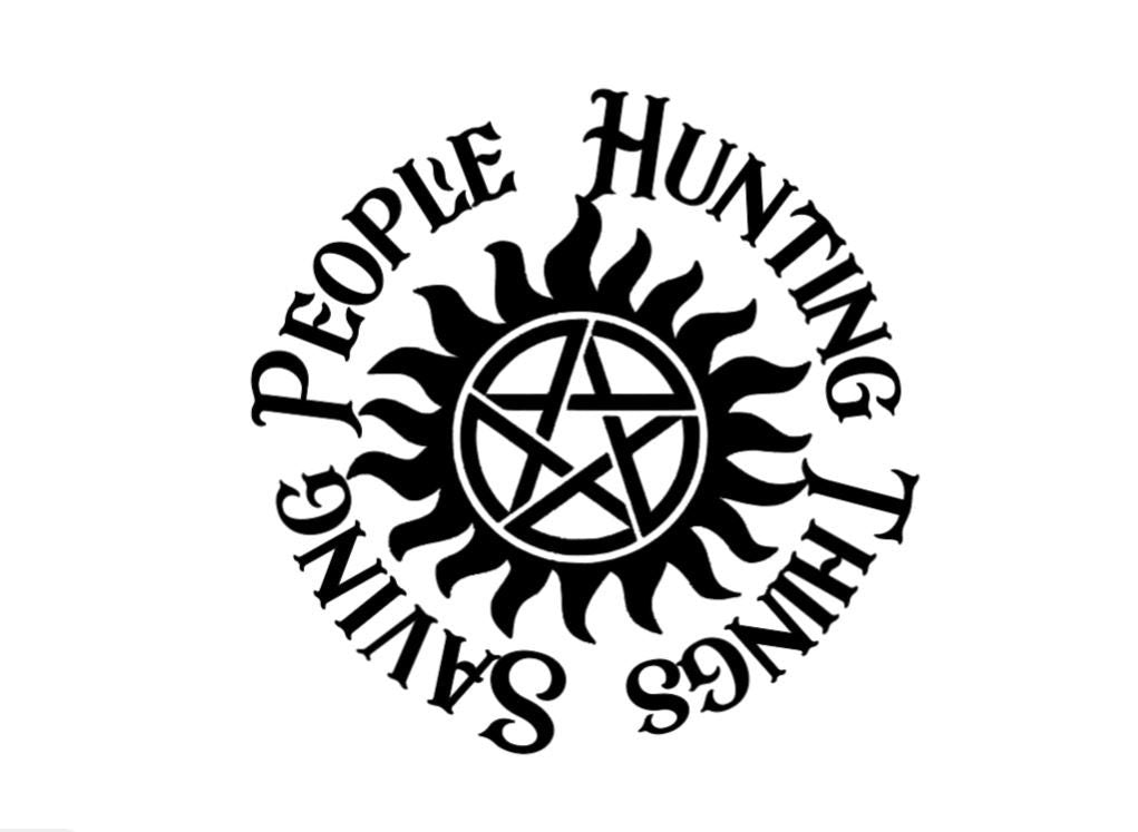 TV SHOW Supernatural Saving People Hunting Things with anit-pocession symbol Decal SPN Fan #SPNfamily Decal Car decal Window Decal Cup Decal