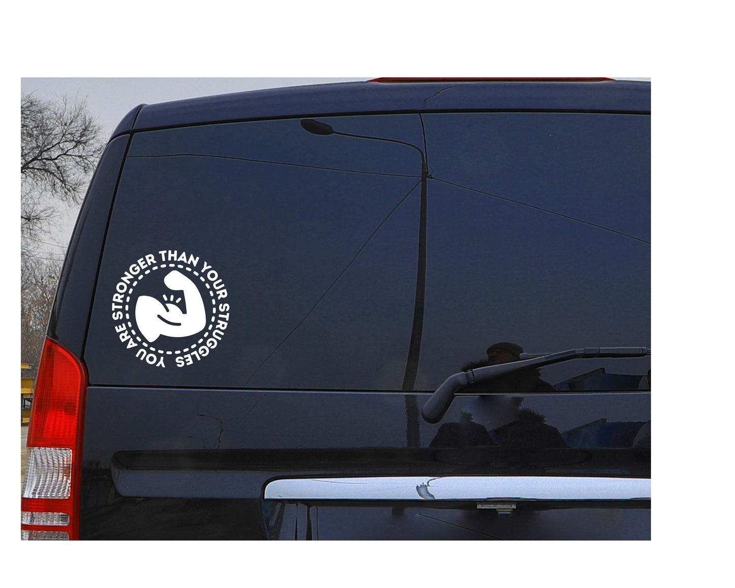 Mental Health Decal You are stronger than your struggles with flexed arm decal Motivational Decal Window Decal Mirror Computer Decal