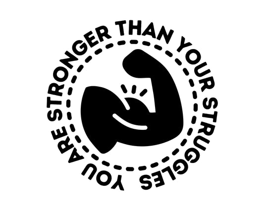 Mental Health Decal You are stronger than your struggles with flexed arm decal Motivational Decal Window Decal Mirror Computer Decal