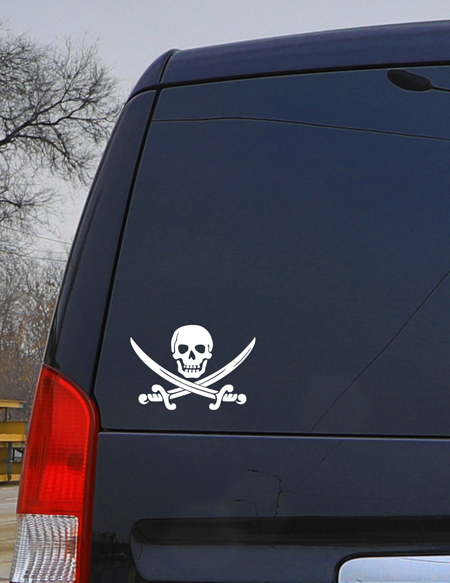 PIRATE SKULL & Crossed Swords Decal Jolly Roger Pirate Skull Decal Window Decal Car Decal Computer Decal