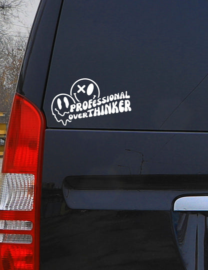 Smiley Face Decal | Smiley Face Professional Overthinker Window Decal | 3 Smiley Face Decal | Melting Smiley Face Decal Cup Decal