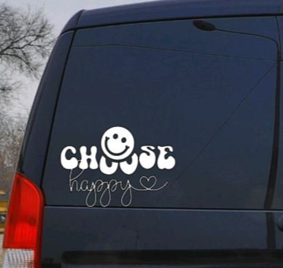 Smiley Face "Choose Happy" Vinyl Decal – Smiley Face Sticker for Good Vibes ✨