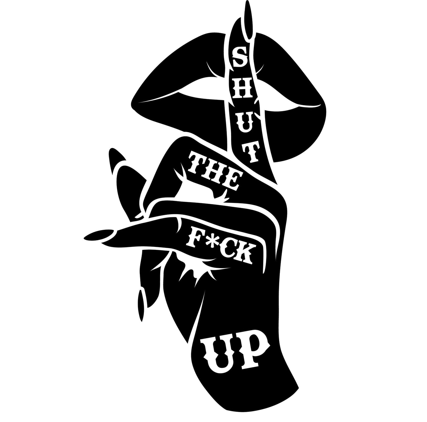 Shut The Fuck Up Hand and Lip Gesture Car Window Decal | Cup Decal | CUP DECAL