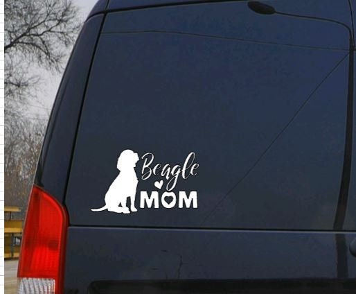 Dog Decal Beagle MOM DECAL- Dog Decal- BEAGLE decal - Pet Decal for Windows, Cars, Rtic Yeti Cups Much more!!!