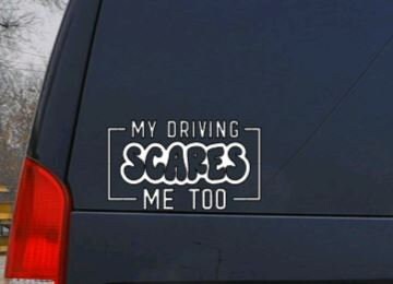 MY Driving Scares Me Too Decal |  Driving Decal  | Car Decal |Cup Decal | Window Decal | Computer Decal