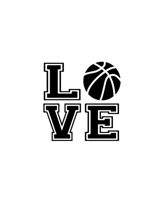 Sports Decal LOVE & Basketball Decal Window Decal Rtic/Yeti Cup Decal Mirror decal Computer Decal