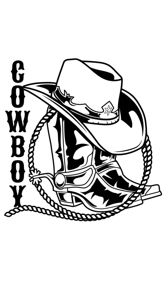"Cowboy" Hat Cowboy Boots & Rope Vinyl Decal | Cowboy Western Decal | Western Ranch Decal  | Car Decal |Cup Decal | Window Decal | Computer Decal