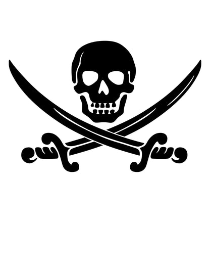 PIRATE SKULL & Crossed Swords Decal Jolly Roger Pirate Skull Decal Window Decal Car Decal Computer Decal