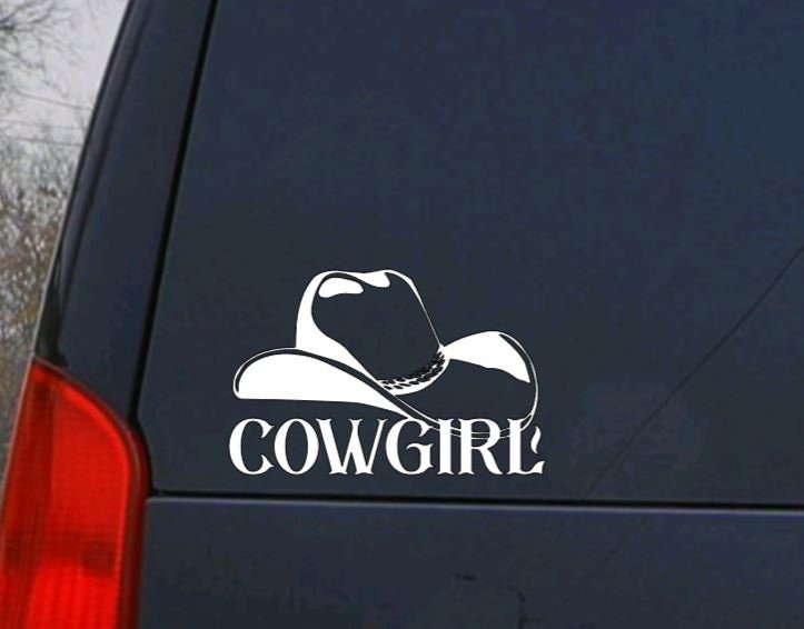 Cowgirl and Cowboy Hat Vinyl Decal – Cowboy Hat Western Sticker for Cars, Trucks, Cups, Laptops, Windows